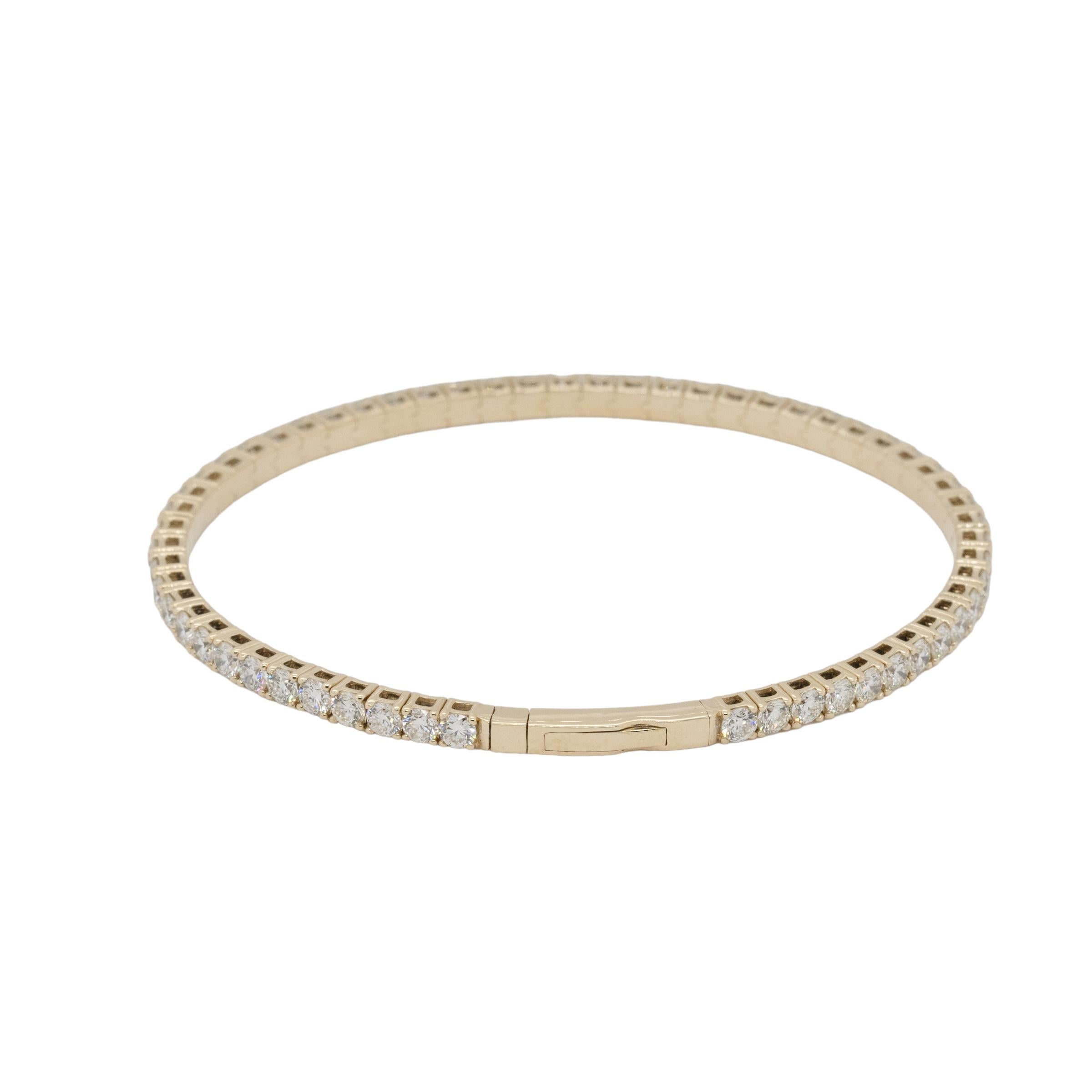 Femenino o masculino Pulsera brazalete estilo tenis de oro amarillo de 14k con 4,75 diamantes naturales en venta
