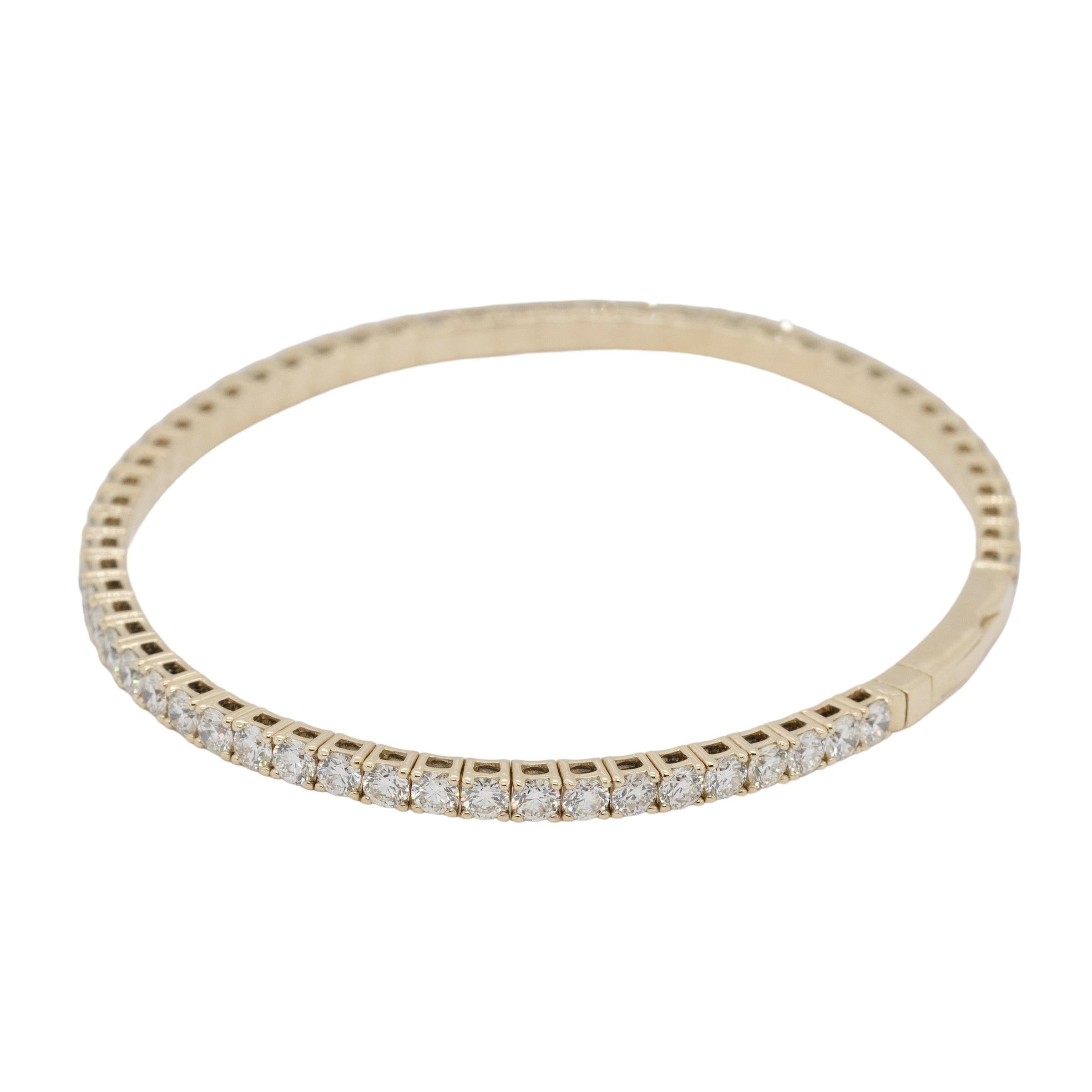 Pulsera brazalete estilo tenis de oro amarillo de 14k con 4,75 diamantes naturales en venta 1