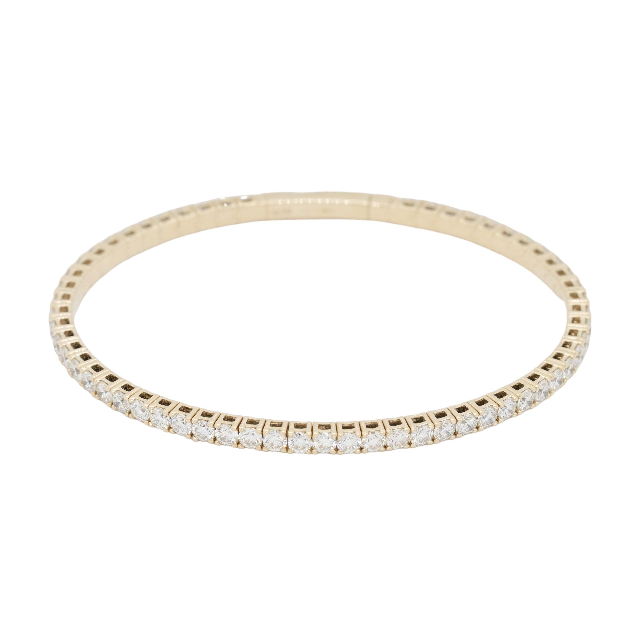 Pulsera brazalete estilo tenis de oro amarillo de 14k con 4,75 diamantes naturales en venta 2