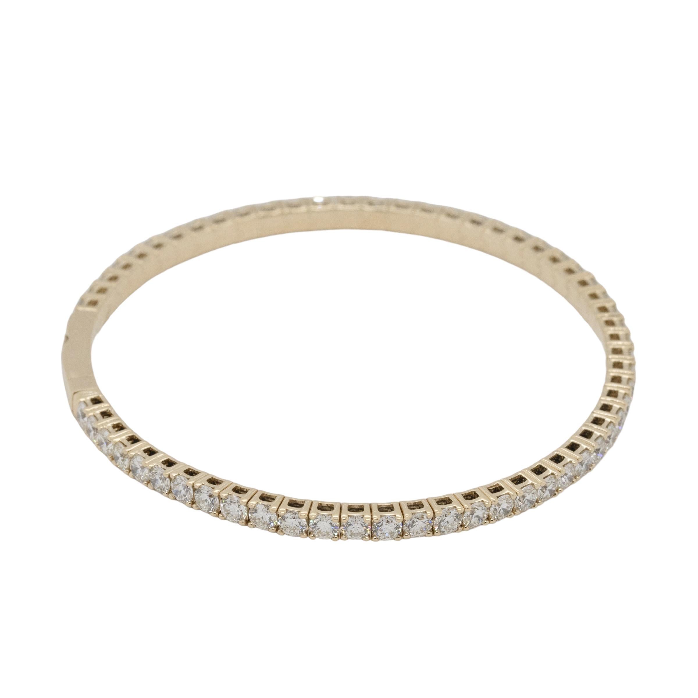 Pulsera brazalete estilo tenis de oro amarillo de 14k con 4,75 diamantes naturales en venta 3