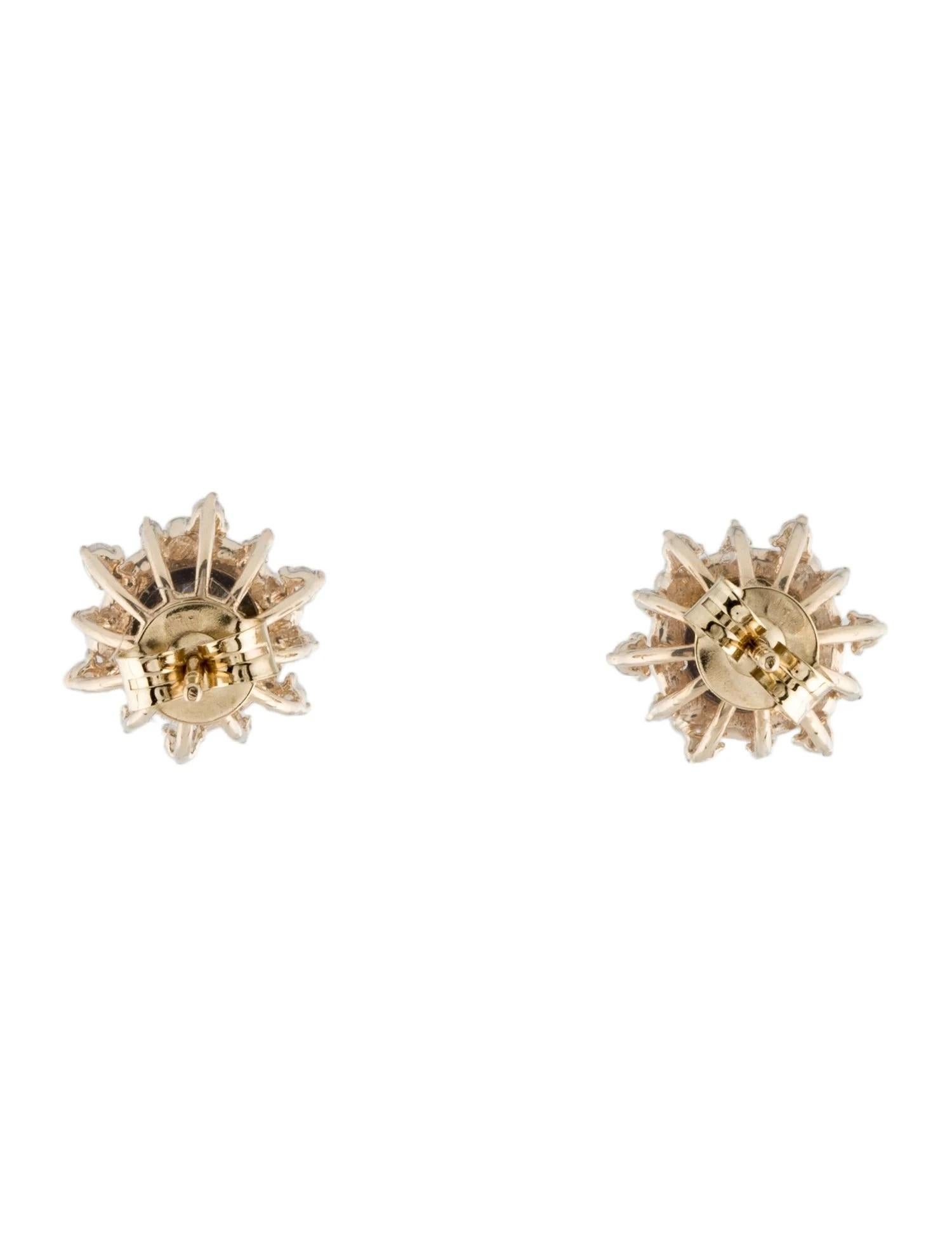 Artist 14K Yellow Gold 4.78ct Black Diamond Stud Earrings with Near Colorless Accents For Sale
