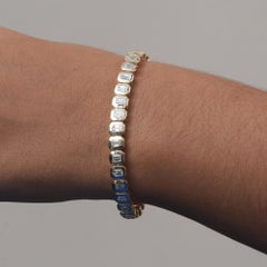 14K Yellow Gold 4.79 Ct Diamond Cushion Frame Cluster Illusion Tennis Bracelet