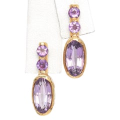 14k Gelbgold 4,7tcw Amethyst Tropfen Ohrringe