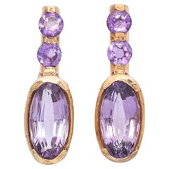 Orecchini pendenti in oro giallo 14k con ametista da 4,7tcw