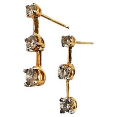 14k Yellow Gold .48 Carat Diamond Drop Post Earrings with 14K backs