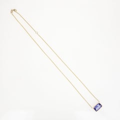 14K Yellow Gold 4.80 Carat Tanzanite Bezel Necklace