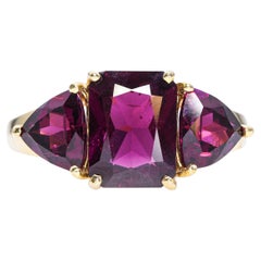 14k Yellow Gold 4.82ctw Rhodolite Garnet Three Stone Ring