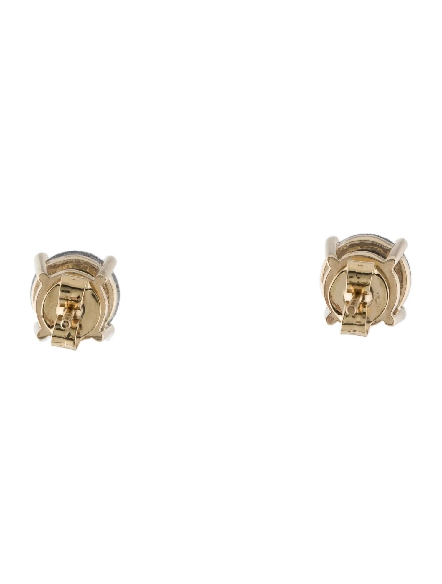 Artist 14K Yellow Gold 4.85ctw Black Diamond Stud Earrings   Round Brilliant For Sale