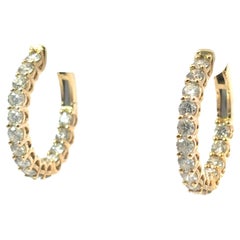 14k Yellow Gold 4.87ctw Large Diamond Huggie Earrings