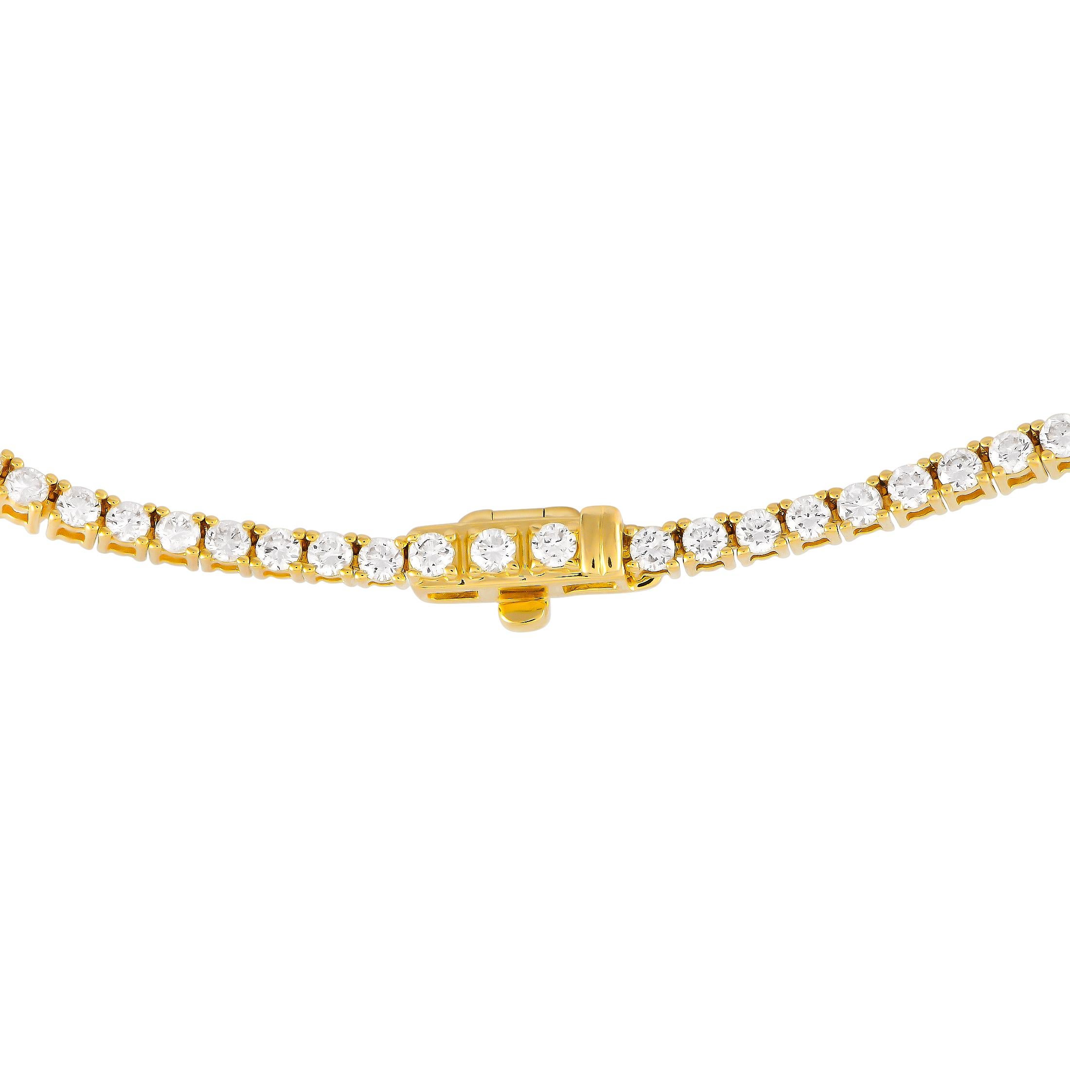 14K Gelbgold 4,95 Karat Lab-Grown Diamant-Tennis-Halskette MF06-100924 (Rundschliff)