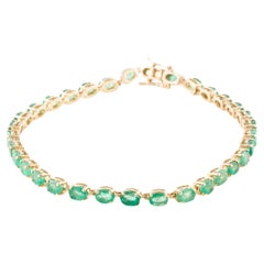 14K Yellow Gold 4.95ctw Oval Modified Brilliant Emerald Link Bracelet