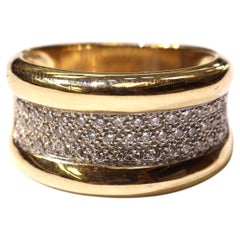 Bague large en or jaune 14 carats, pavée de diamants ronds de 0,49 carat — taille 7