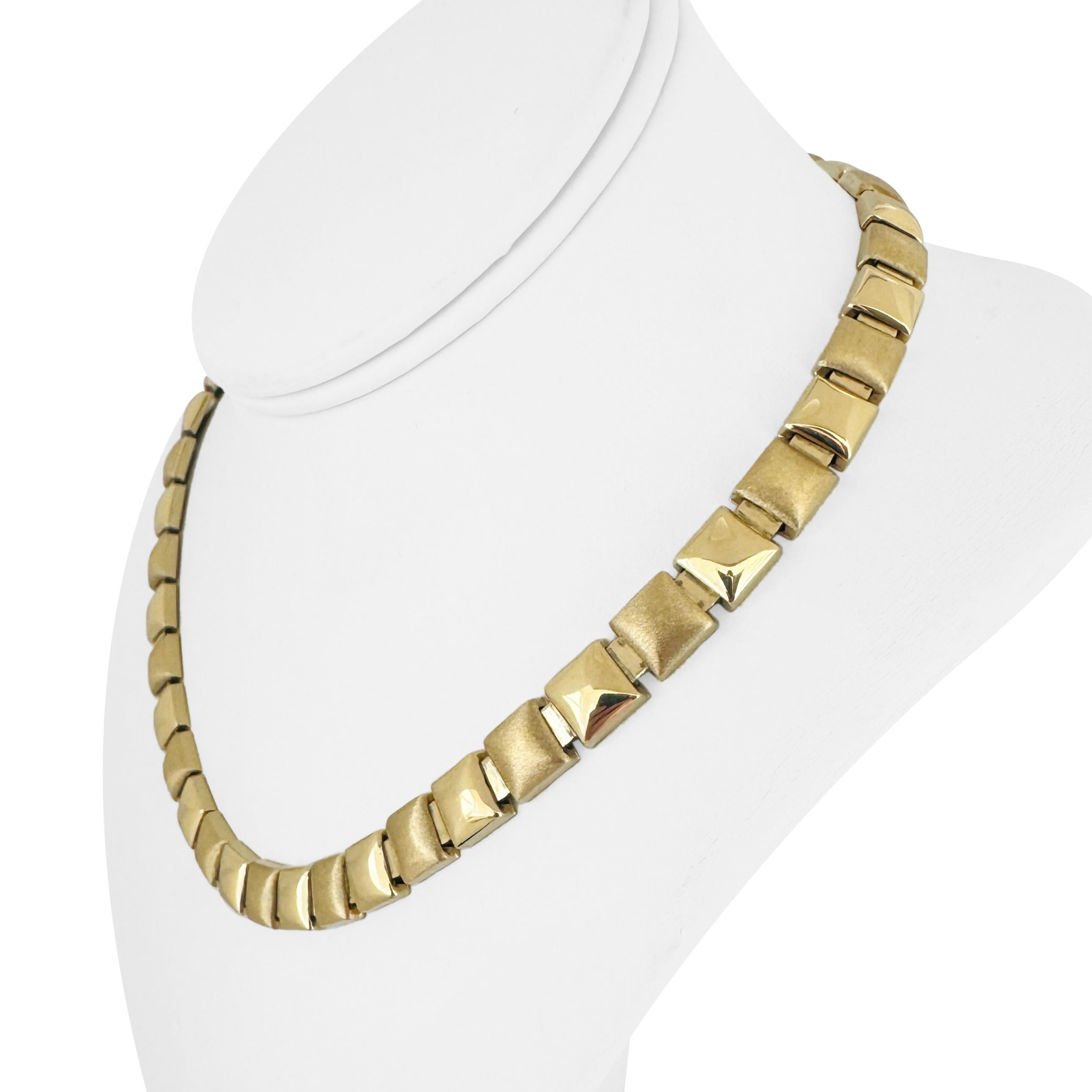 14k Oro Amarillo 49g Señoras 9mm Fancy Square Link Collar Italia 17 