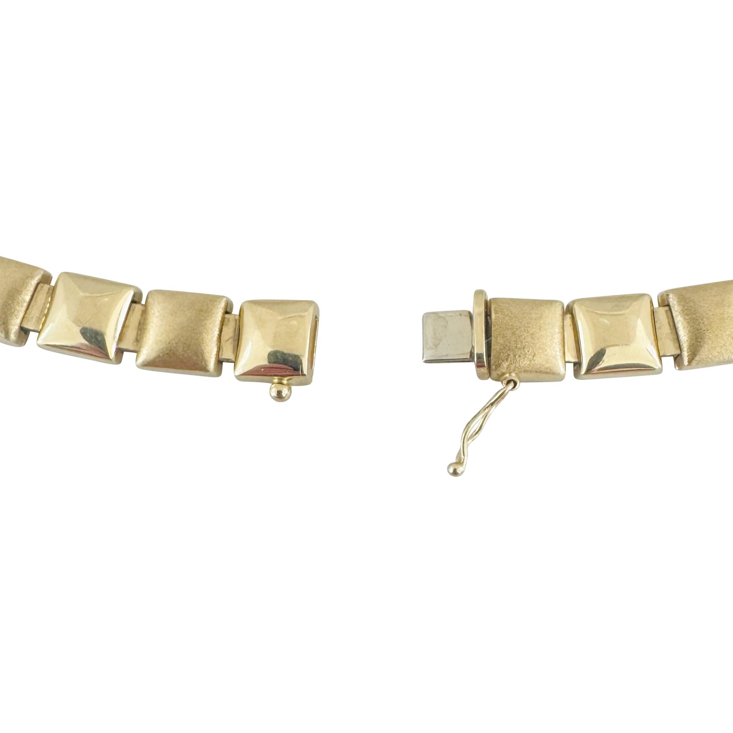 14k Oro Amarillo 49g Señoras 9mm Fancy Square Link Collar Italia 17 