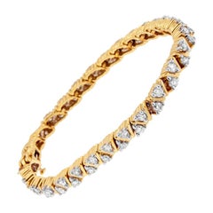 Oro amarillo de 14 quilates 4ct. Pulsera de diamantes talla redonda TDW 'H-I, I1-I2'