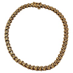 14k Yellow Gold 4mm Wide ~ 54 Diamonds ~ Tennis 8" Bracelet Safety Clasp #30