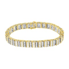 14K Yellow Gold 5 ½ Carat Round and Baguette-Cut Diamond Bracelet