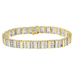 Bracelet en or jaune 14 carats avec diamants taille ronde et baguette de 5 1⁄2 carats