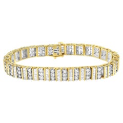 14K Yellow Gold 5 ½ Carat Round and Baguette-Cut Diamond Bracelet