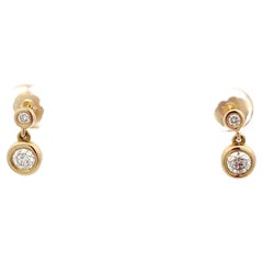 Boucles d'oreilles pendantes en or jaune 14K avec lunette en diamant 5/8ctw