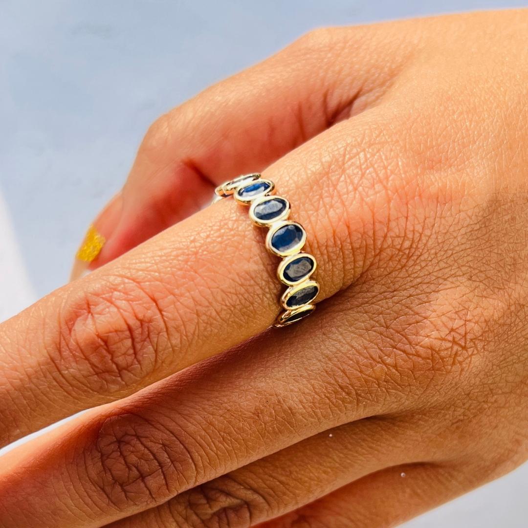 For Sale:  14K Yellow Gold 5 Carat Oval Cut Sapphire Eternity Band Ring 3