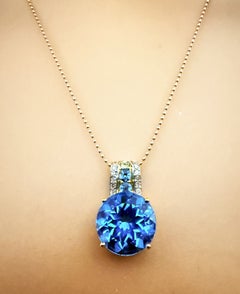 14k Yellow Gold 5 Carat Topaz, Peridot 
Diamond Pendant Necklace