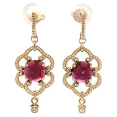 14K yellow gold 5 carat tw Garnet Dangle Drop Earrings