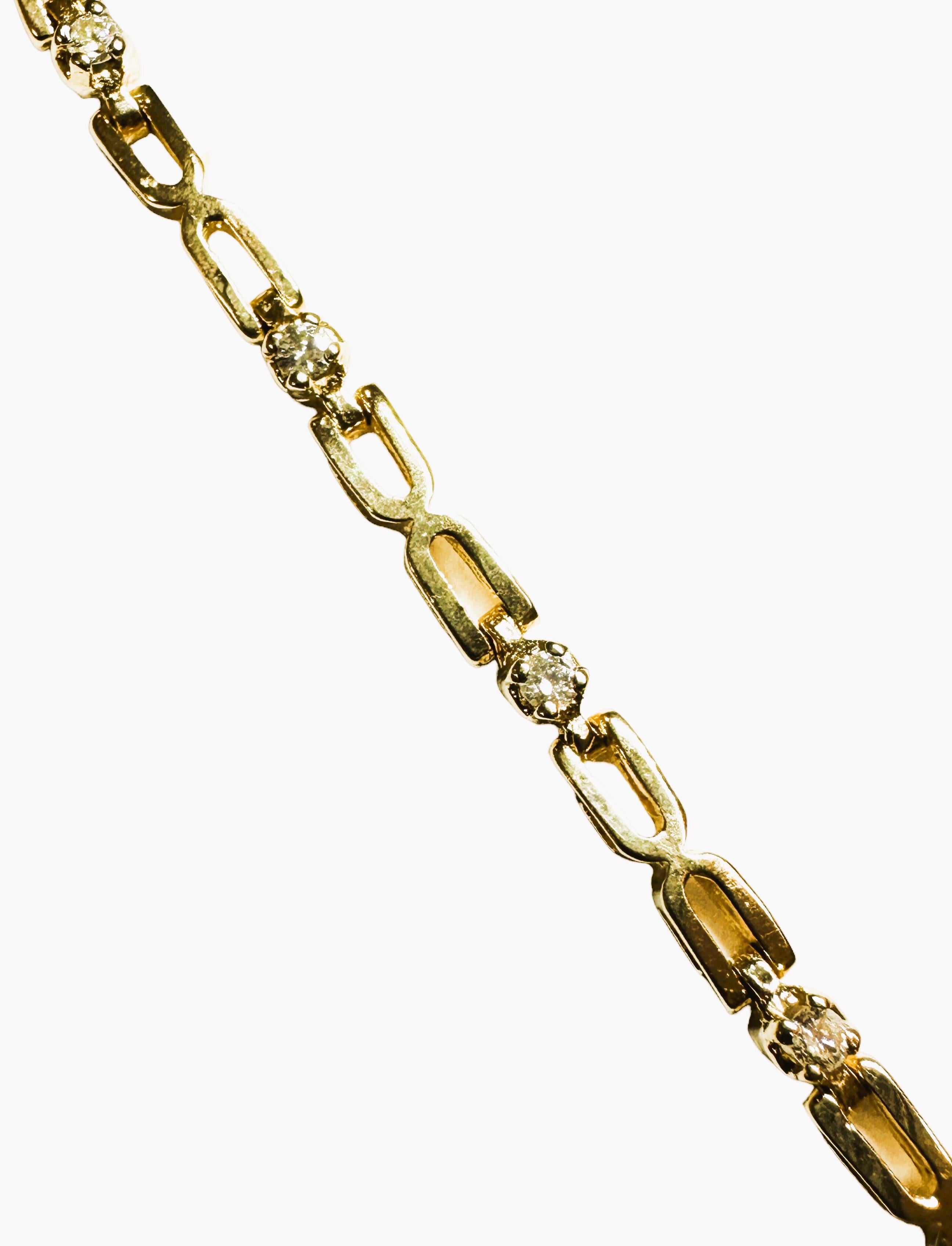 Art Deco 14k Yellow Gold  .5 ct Diamond Station Bracelet 7.25 Inches For Sale