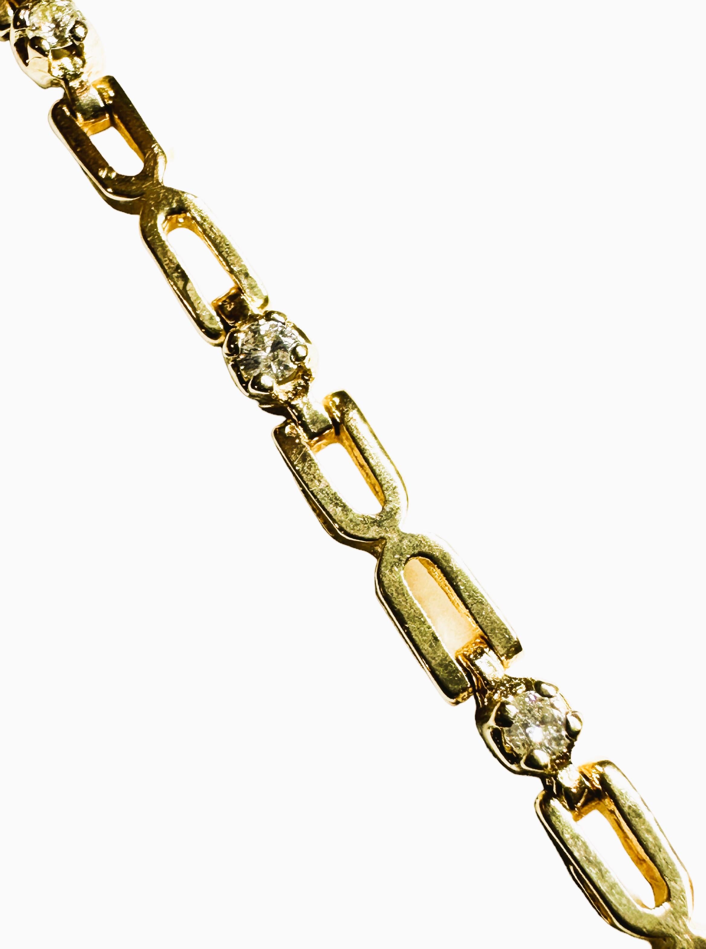Brilliant Cut 14k Yellow Gold  .5 ct Diamond Station Bracelet 7.25 Inches For Sale