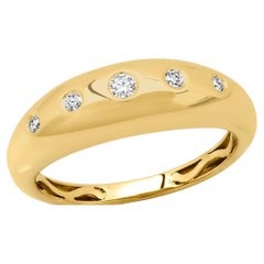 Bague gitane en or jaune 14 carats et 5 diamants