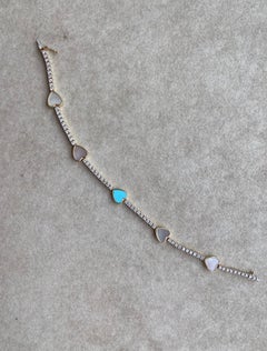 14k Yellow Gold 5 Heart Diamond Tennis Bracelet