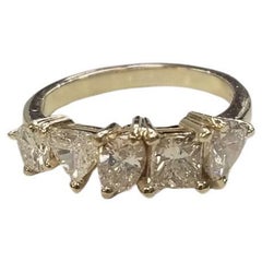 14k yellow gold 5 Stone Ring w/ 1.65cts of Fancy Shape Diamond Anniversary Ring