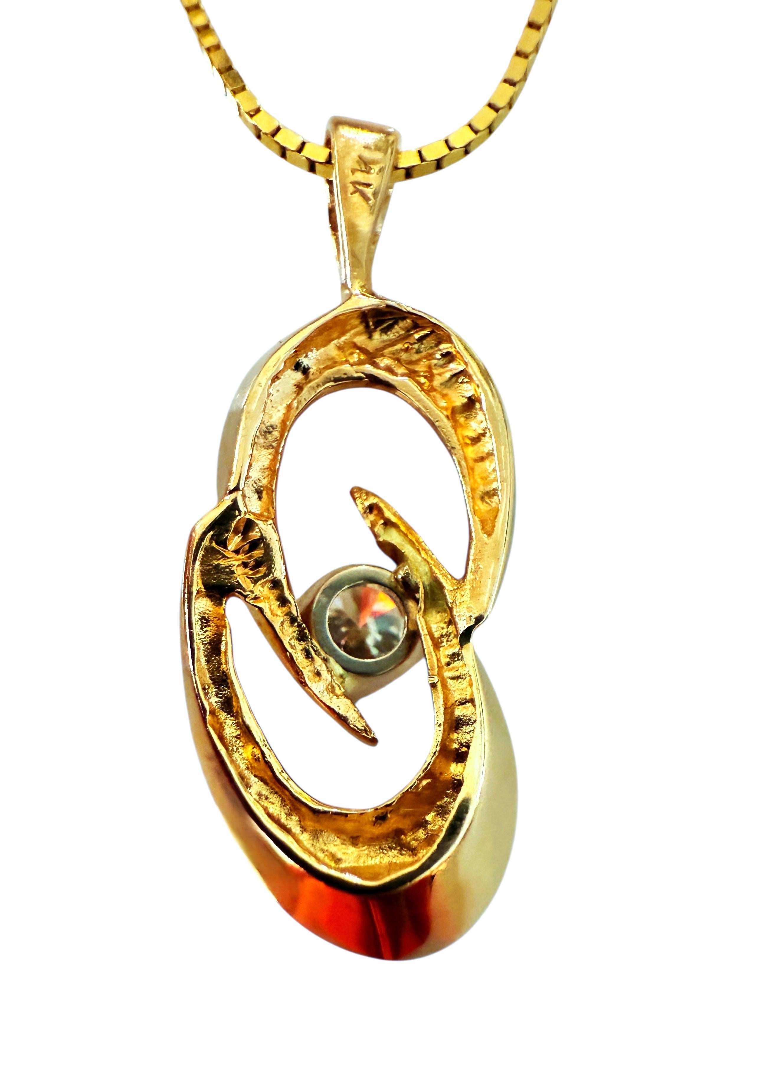 14k Yellow Gold .50 Carat Diamond Pendant On 14K Yellow Gold Italian Chain For Sale 4