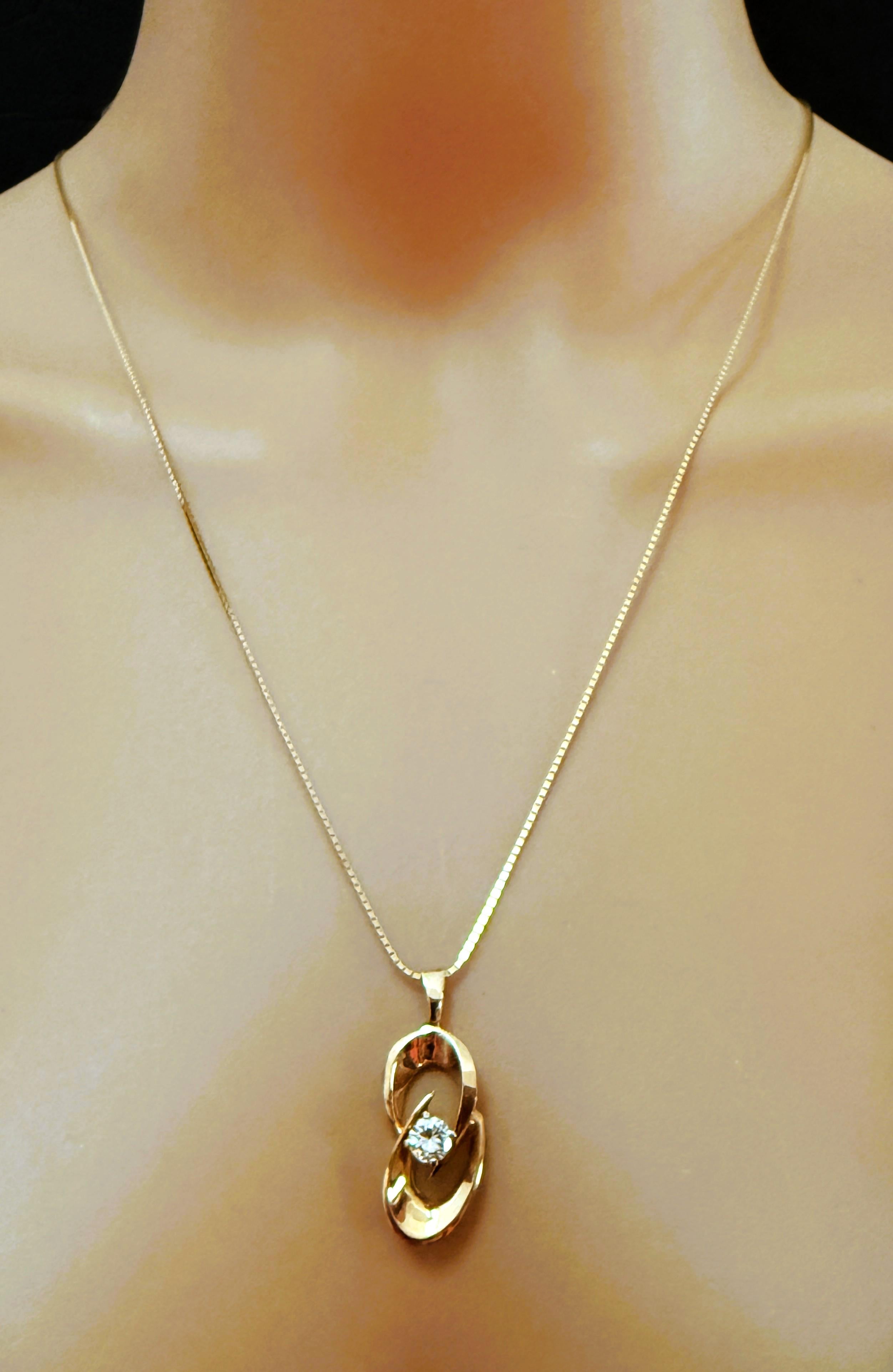 Brilliant Cut 14k Yellow Gold .50 Carat Diamond Pendant On 14K Yellow Gold Italian Chain For Sale