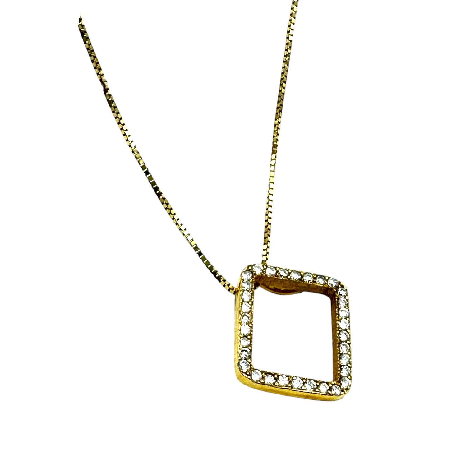 Contemporary 14K Yellow Gold .50 Carat Halo Modern Pendant & Chain VS Quality For Sale