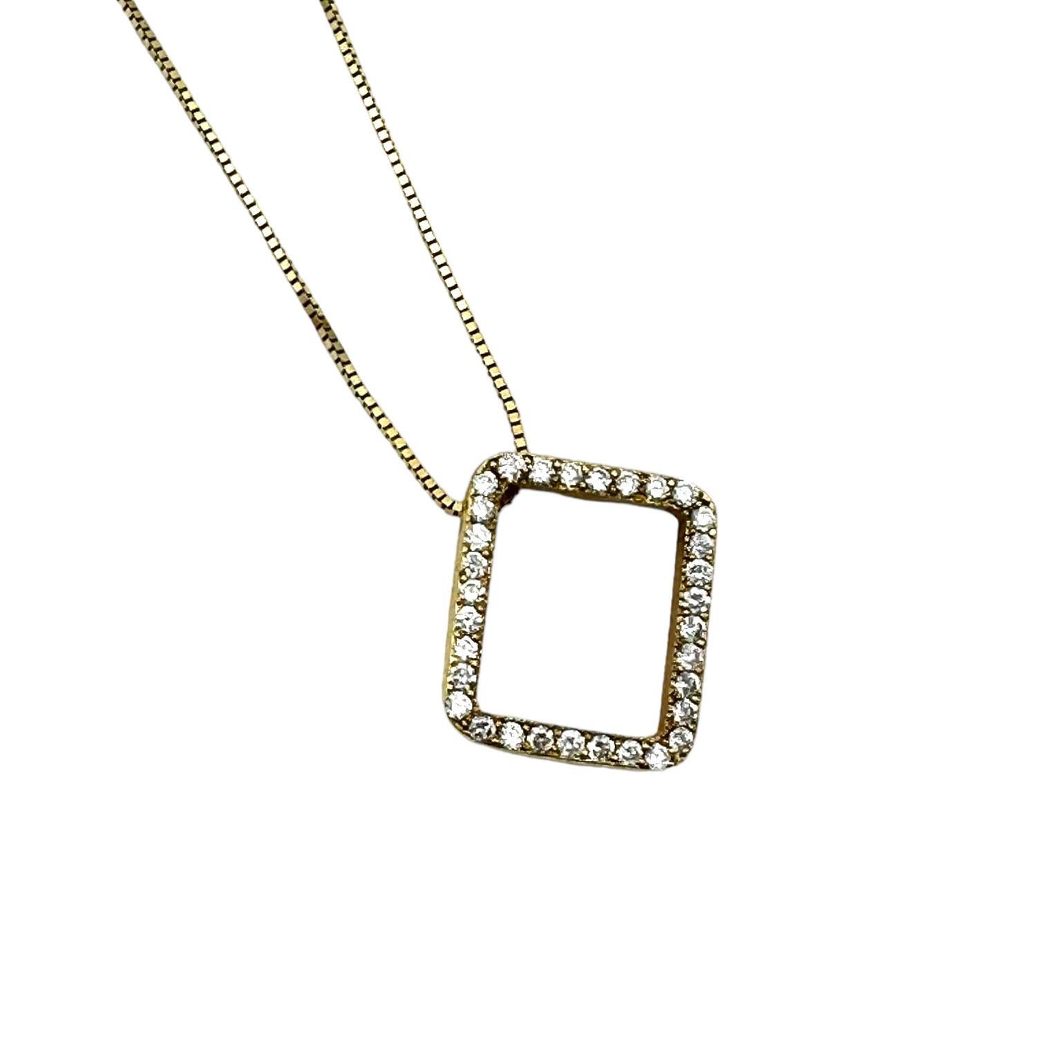 14K Yellow Gold .50 Carat Halo Modern Pendant & Chain VS Quality In Excellent Condition For Sale In Laguna Hills, CA