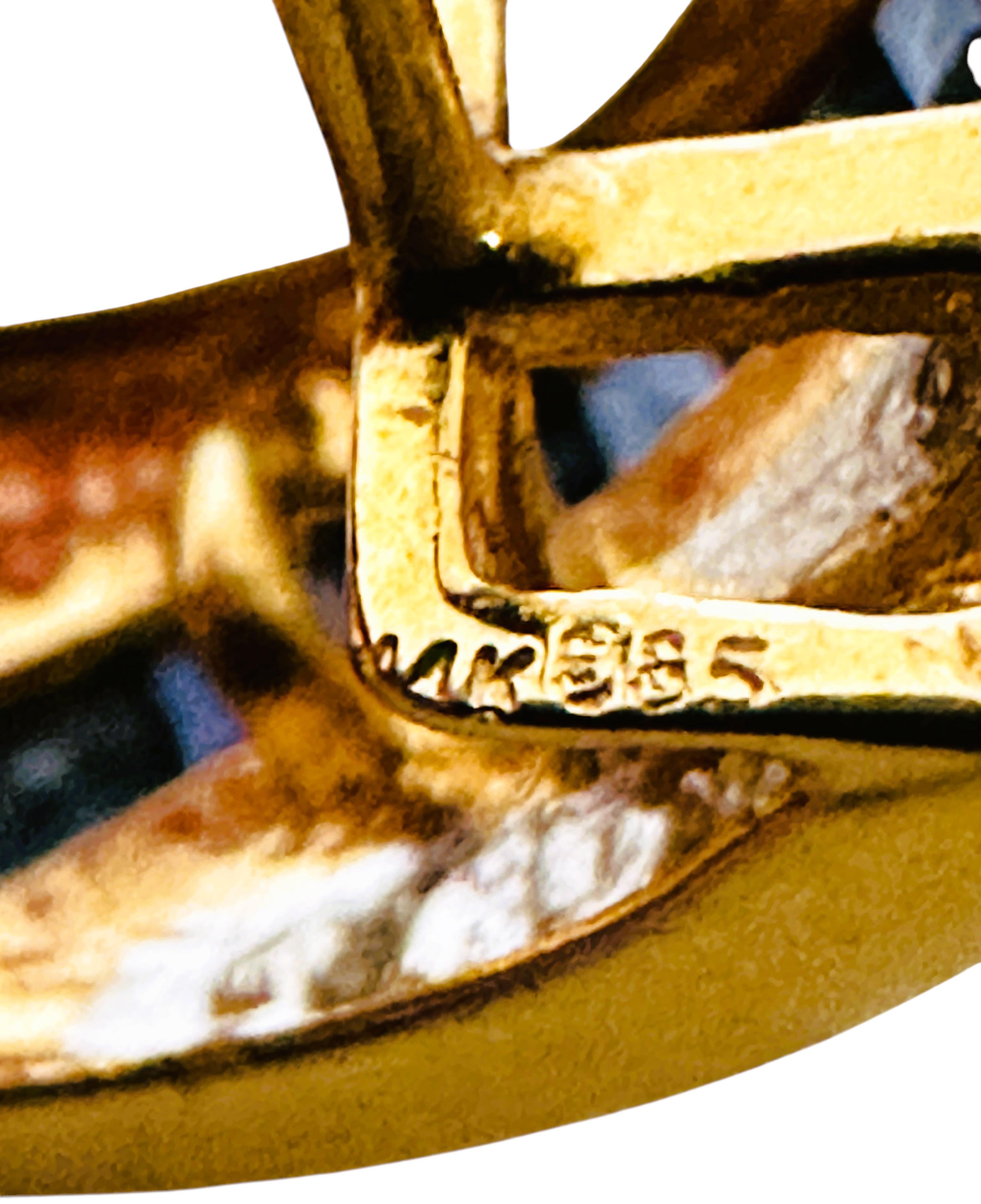 14k Gelbgold .50 Karat Princes Cut Saphir & Diamant Omega Post-Ohrringe 1