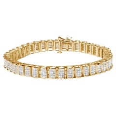 Bracelet de tennis en or jaune 14K à maillons boucles et diamants 5.0 Cttw
