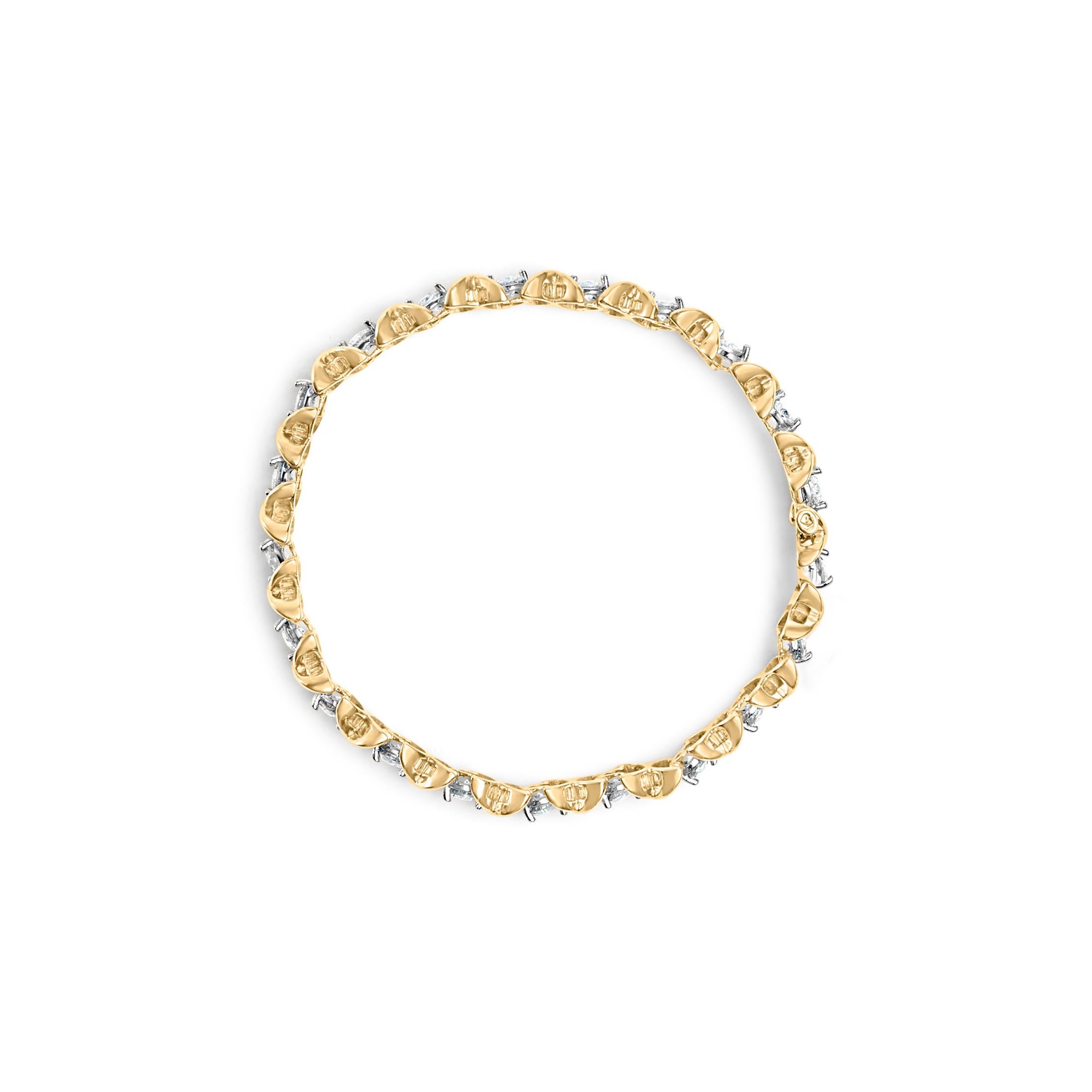 Moderne Bracelet de 7,5 pouces en or jaune 14 carats avec diamants taille ronde de 5,00 carats en vente