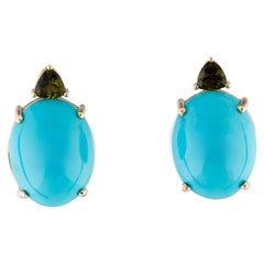 14K Yellow Gold 50.07ctw Turquoise 
Tourmaline Drop Earrings