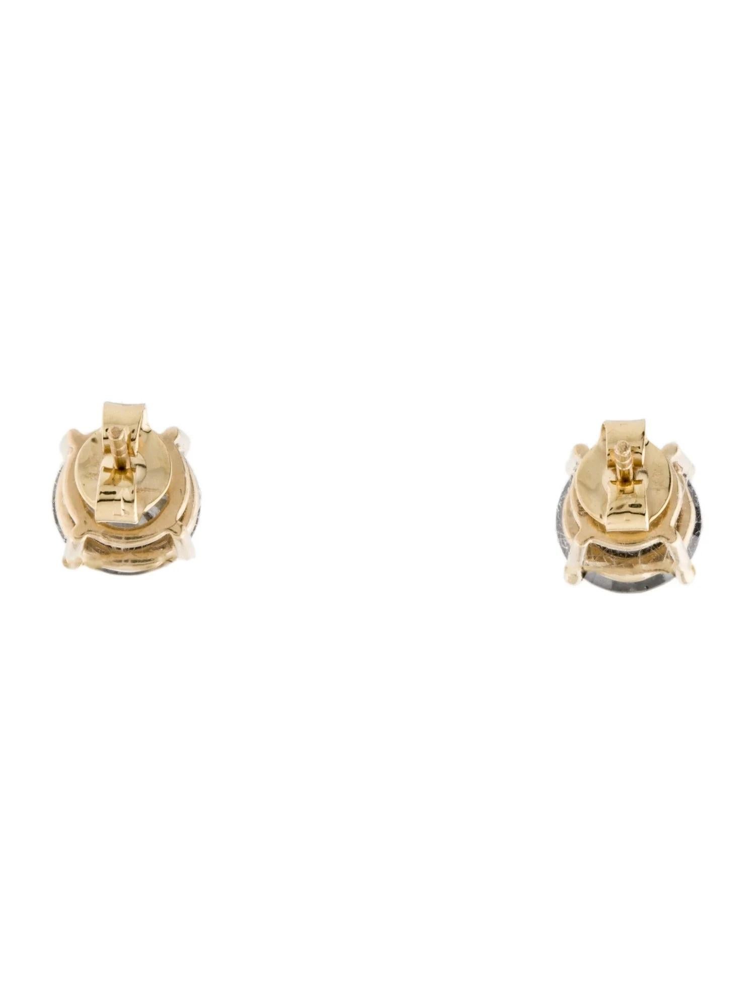 Artist 14K Yellow Gold 5.04ctw Black Diamond Stud Earrings   Round Brilliant For Sale
