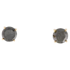 14K Yellow Gold 5.04ctw Black Diamond Stud Earrings   Round Brilliant