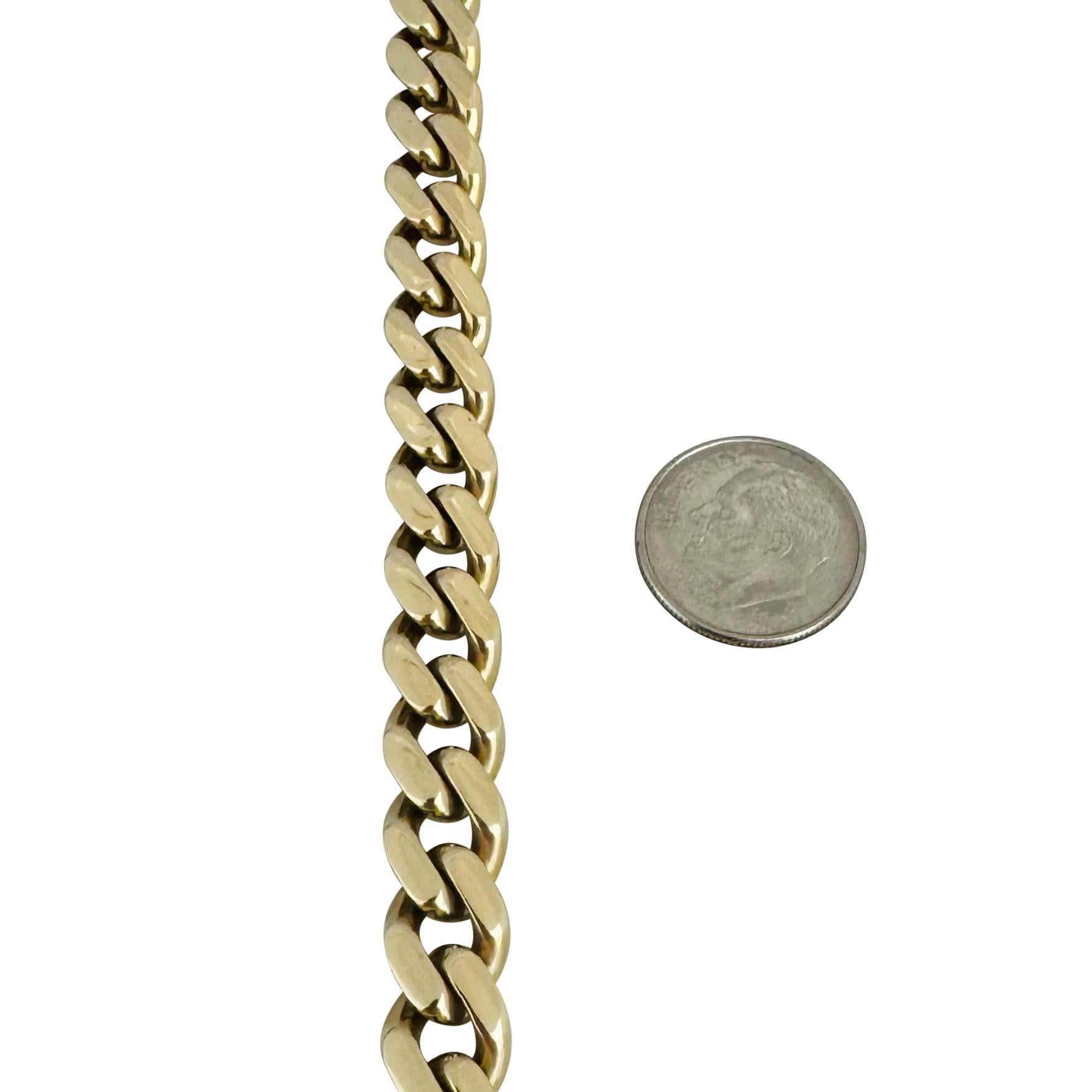 14k Gelbgold 50.7g dicke halb massive 9mm kubanische Gliederkette Halskette 22