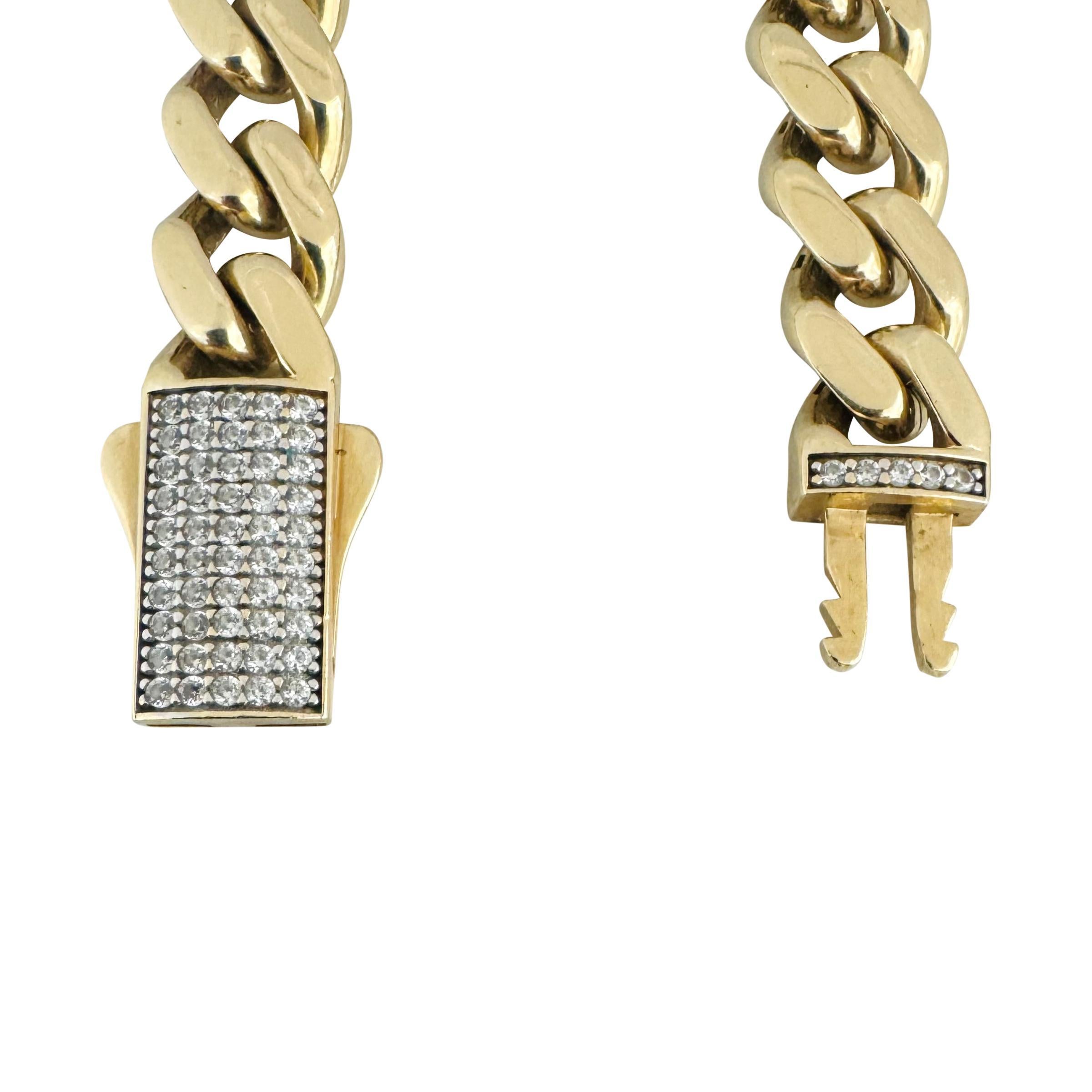14k Gelbgold 50.7g dicke halb massive 9mm kubanische Gliederkette Halskette 22
