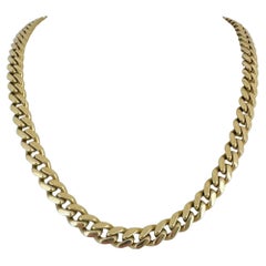 14k Gelbgold 50.7g dicke halb massive 9mm kubanische Gliederkette Halskette 22"
