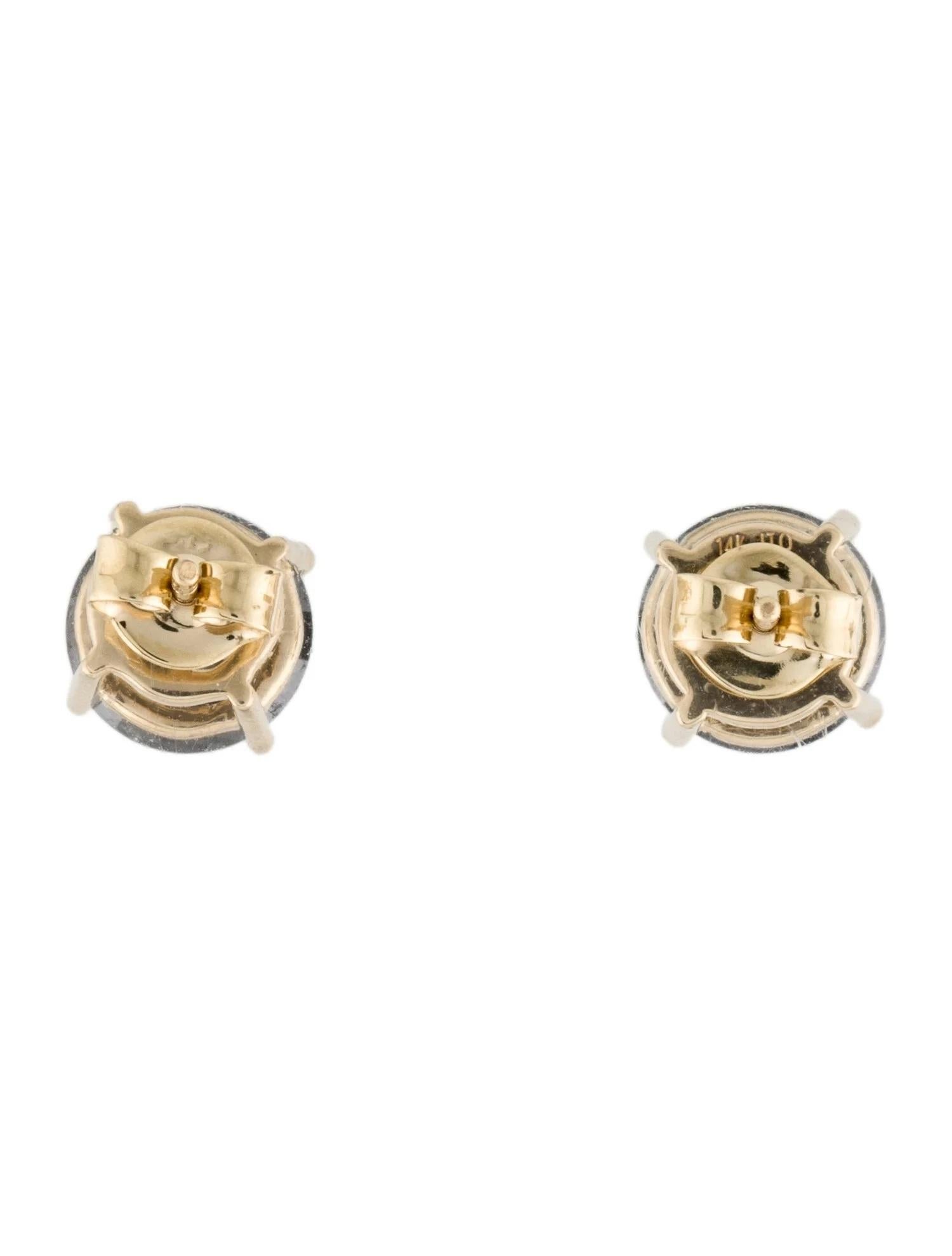 Artist 14K Yellow Gold 5.11ctw Black Diamond Stud Earrings For Sale