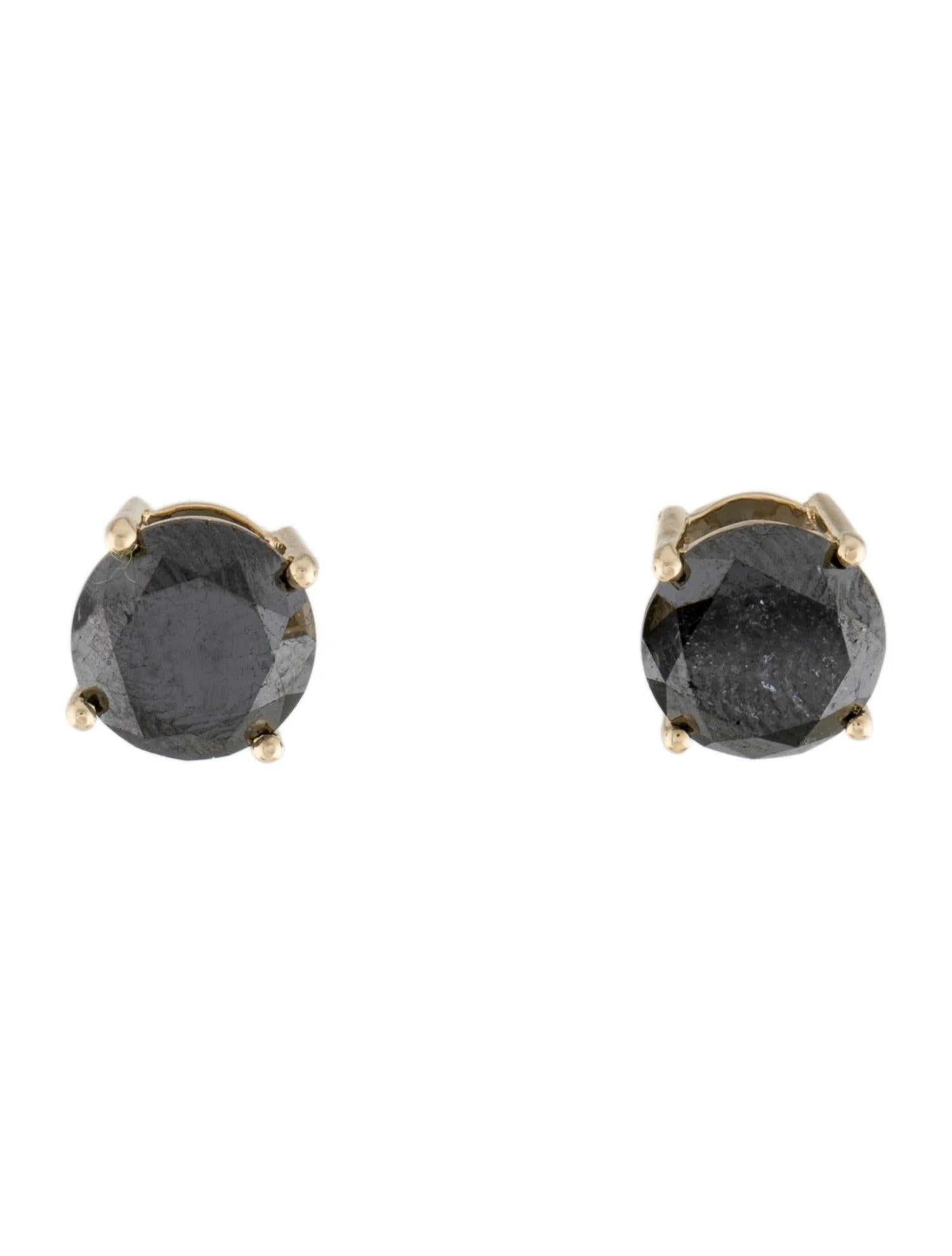 14K Yellow Gold 5.11ctw Black Diamond Stud Earrings
