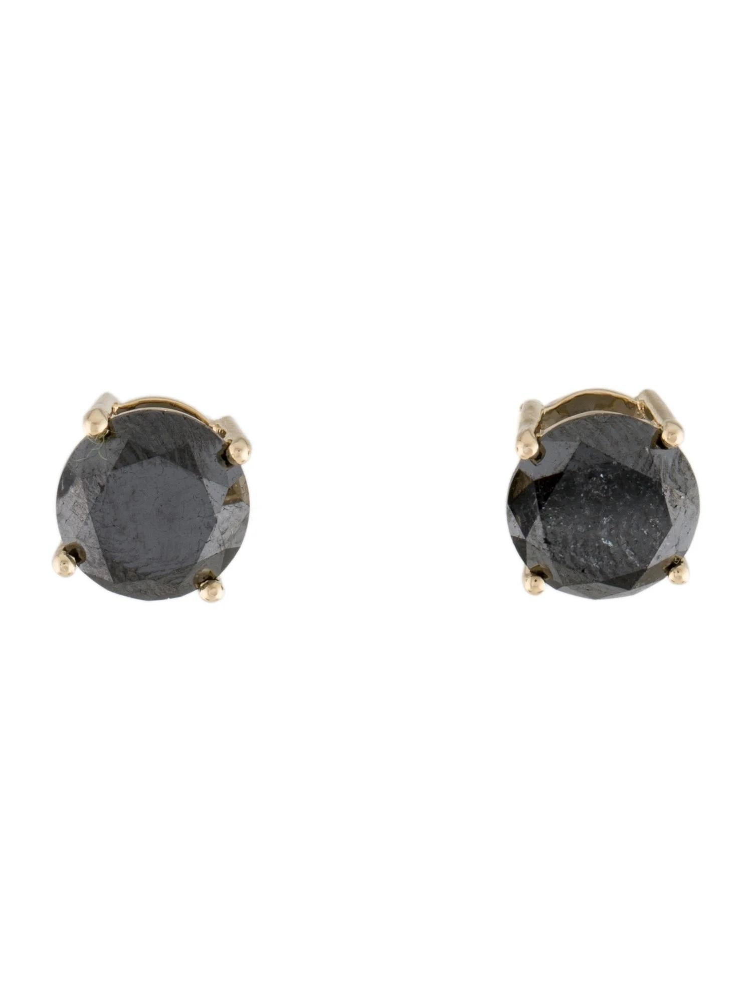 14K Gelbgold 5,11ctw Schwarze Diamant-Ohrstecker