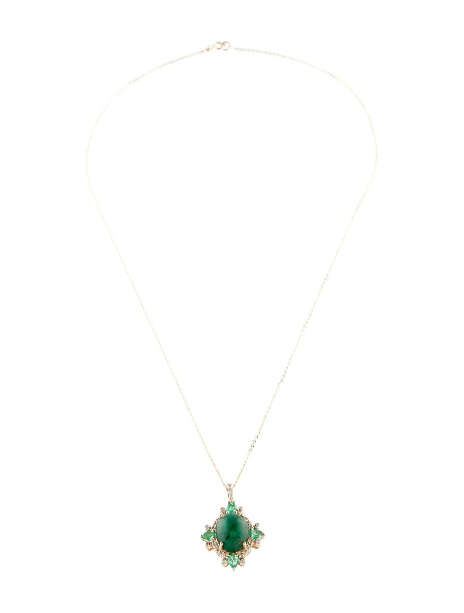 Artiste Collier pendentif en or jaune 14K avec émeraude et diamant de 5,16ct, 18