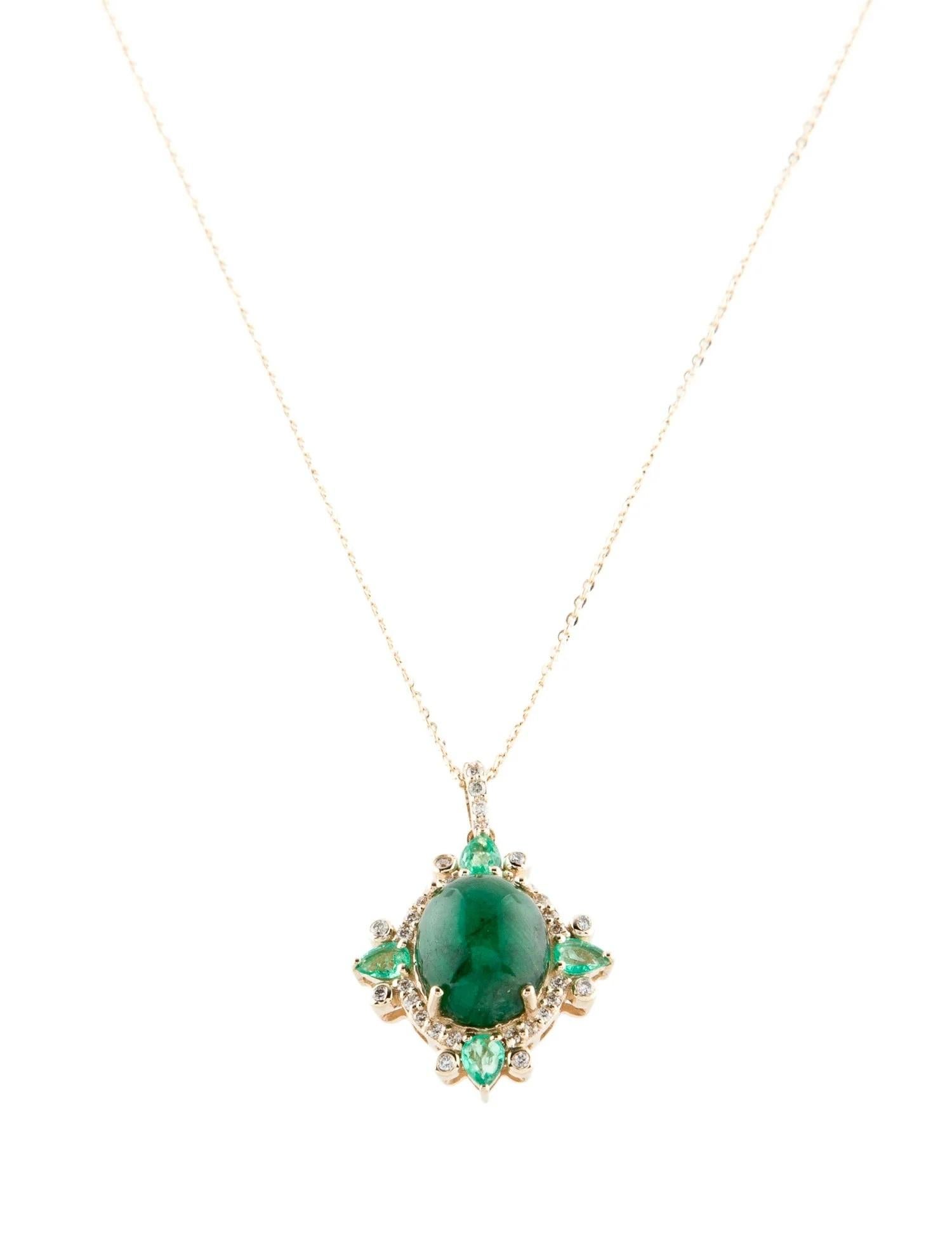 Taille émeraude Collier pendentif en or jaune 14K avec émeraude et diamant de 5,16ct, 18